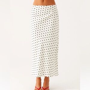 Peppermayo Breanne Black and White Polka Dot Midi Skirt